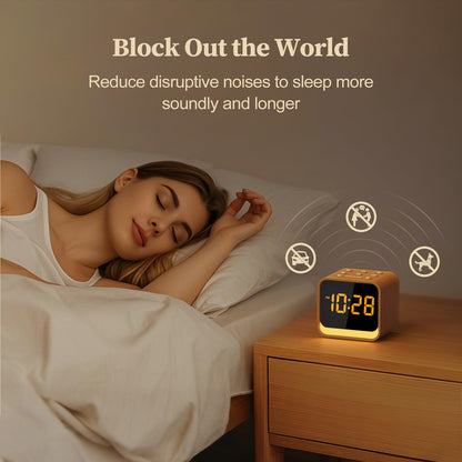HOUSBAY Wooden Sound Machine Alarm Clock — Gentle Wake, Birdsongs & White Noise for Sleep