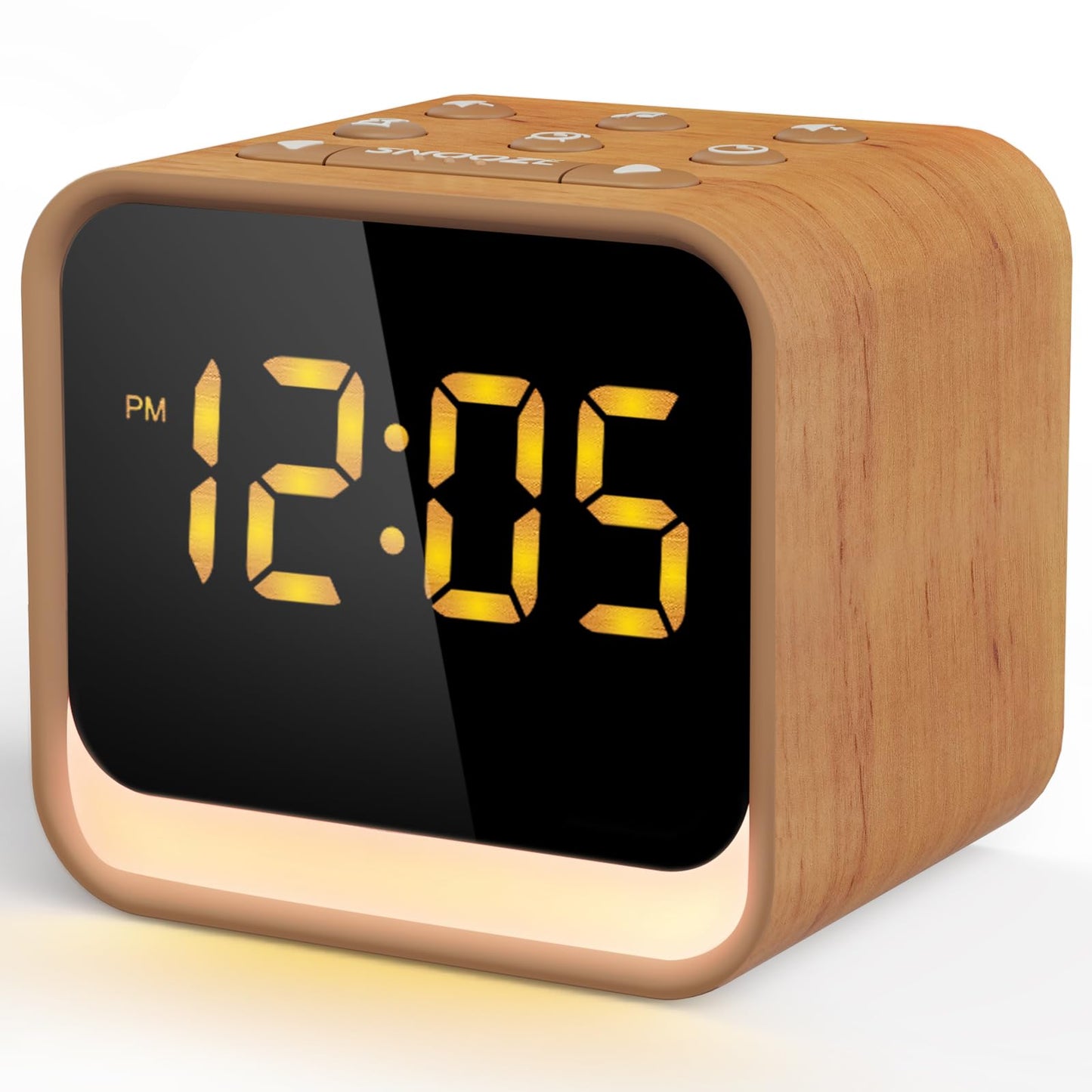 HOUSBAY Wooden Sound Machine Alarm Clock — Gentle Wake, Birdsongs & White Noise for Sleep
