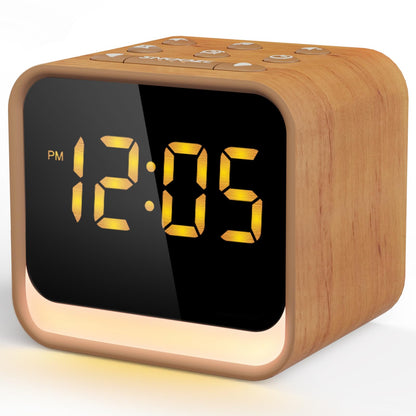 HOUSBAY Wooden Sound Machine Alarm Clock — Gentle Wake, Birdsongs & White Noise for Sleep