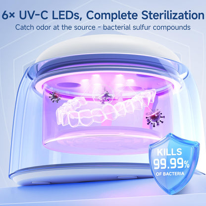 HouseSapp Ultrasonic Retainer Cleaner – 45kHz, 6-Lamp UV, Auto Lift Tray