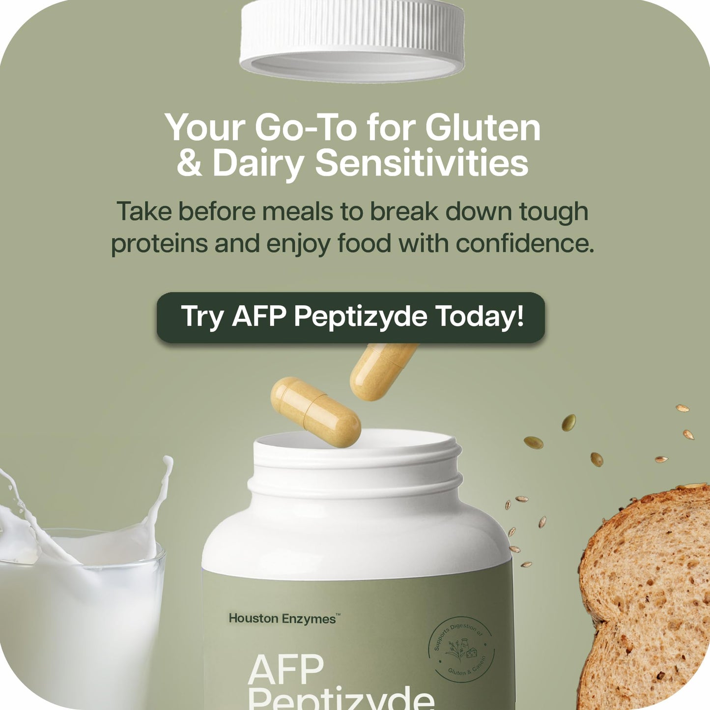 Houston Enzymes AFP Peptizyde – Protein Digestive Enzymes (90 Capsules)