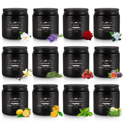 Howemon Scented Candle Set 12 Pack - Black Jar | Long-Lasting Soy Wax, Odor Elimination, Stress Relief Gift Set