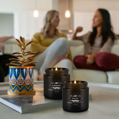 Howemon Scented Candle Set 12 Pack - Black Jar | Long-Lasting Soy Wax, Odor Elimination, Stress Relief Gift Set