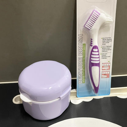 Howinn Denture Bath Case – Travel Cup with Strainer Basket (Purple)