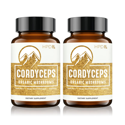 HPD Rx Cordyceps – Premium Organic Mushroom Extract, 2250 mg, 240 Capsules (Pack of 2)