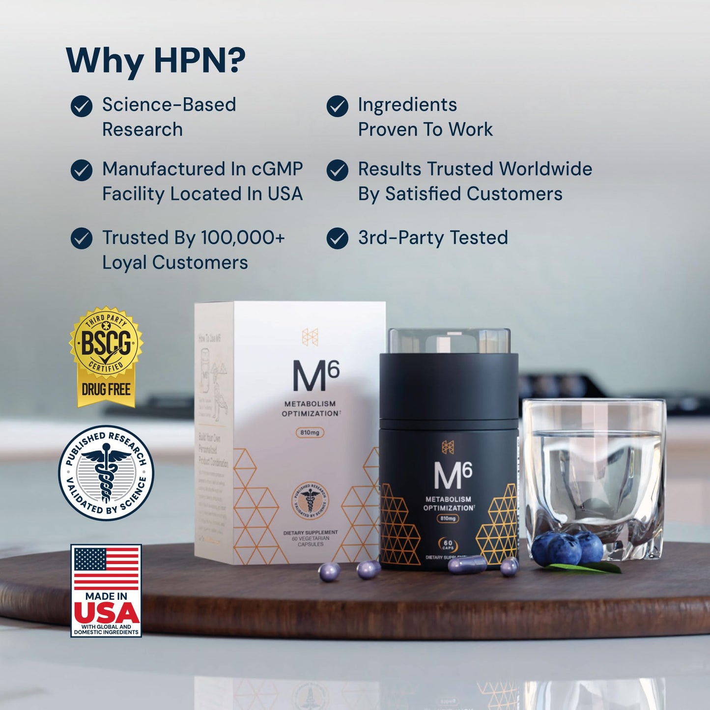 HPN M(6) Metabolism Booster – Fat Burner for Weight Loss | 60 Capsules | Vegan