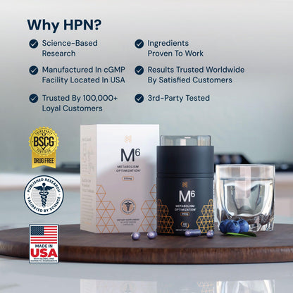 HPN M(6) Metabolism Booster – Fat Burner for Weight Loss | 60 Capsules | Vegan