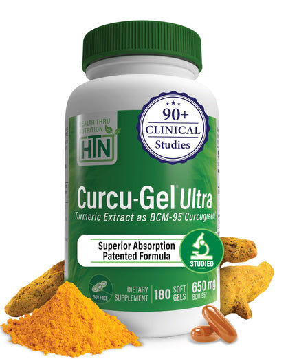 Health Thru Nutrition Curcu-Gel 650mg BCM-95 CurcuGreen Turmeric Curcumin – High Absorption, Non-GMO, 180 Count