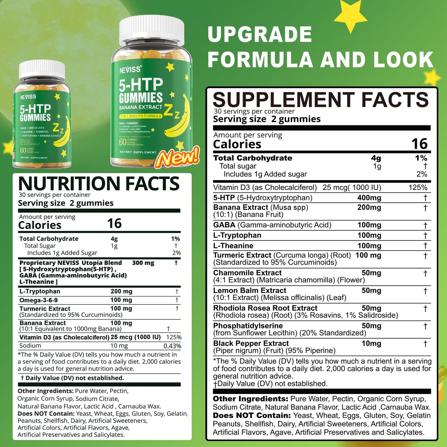 5-HTP GABA Gummies + L-Theanine & Vitamin D3 — Melatonin-Free Relaxation (Pack of 2)