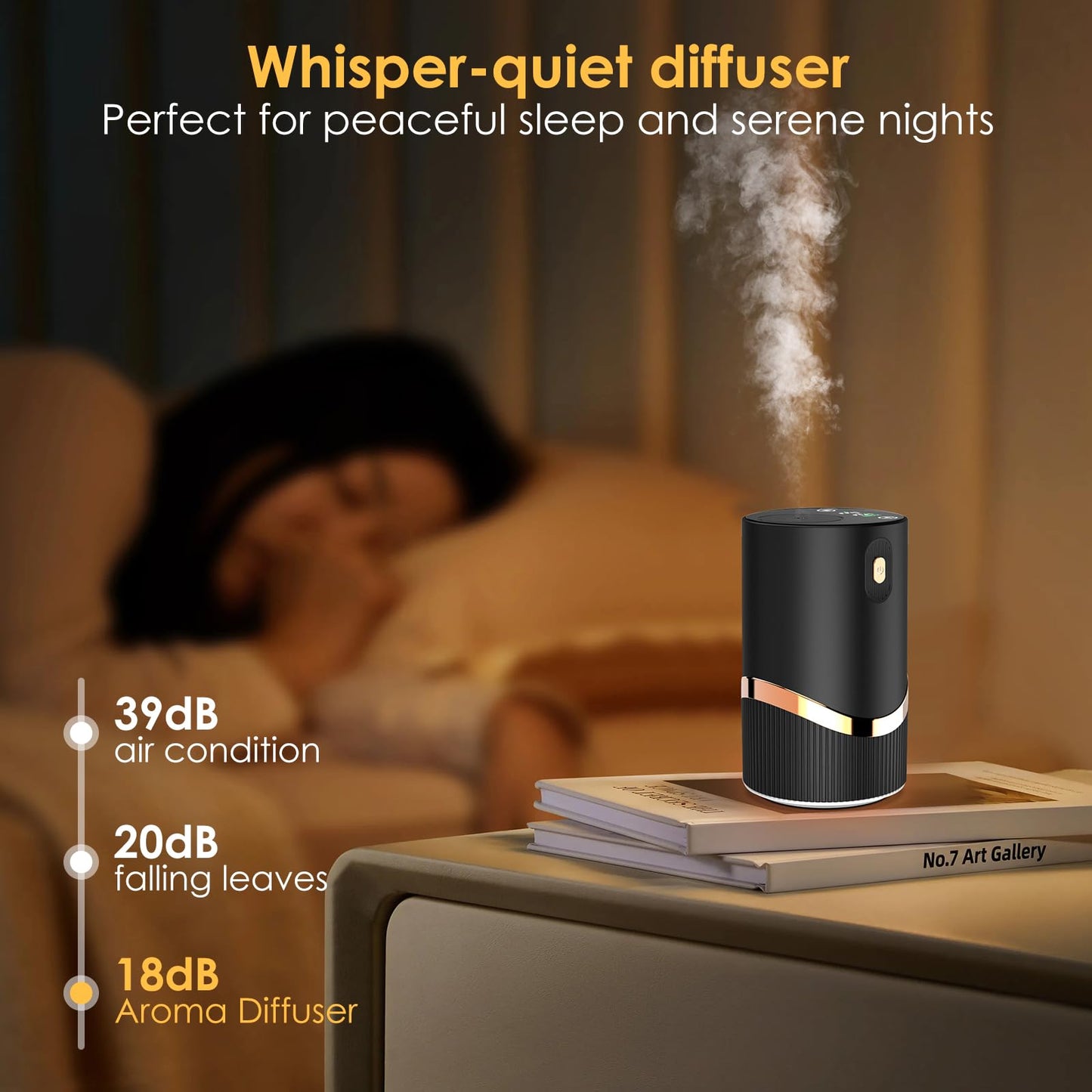 Huachuang Waterless Nebulizing Diffuser – Portable Car & Home Aromatherapy (Black) | 72h Battery, 4 Mist Levels
