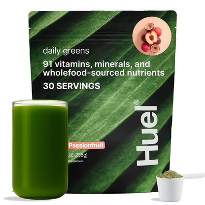 Huel Daily Greens Peach Passionfruit | Superfood Greens Powder with 91 Vitamins, Adaptogens & Probiotics | 30 Servings