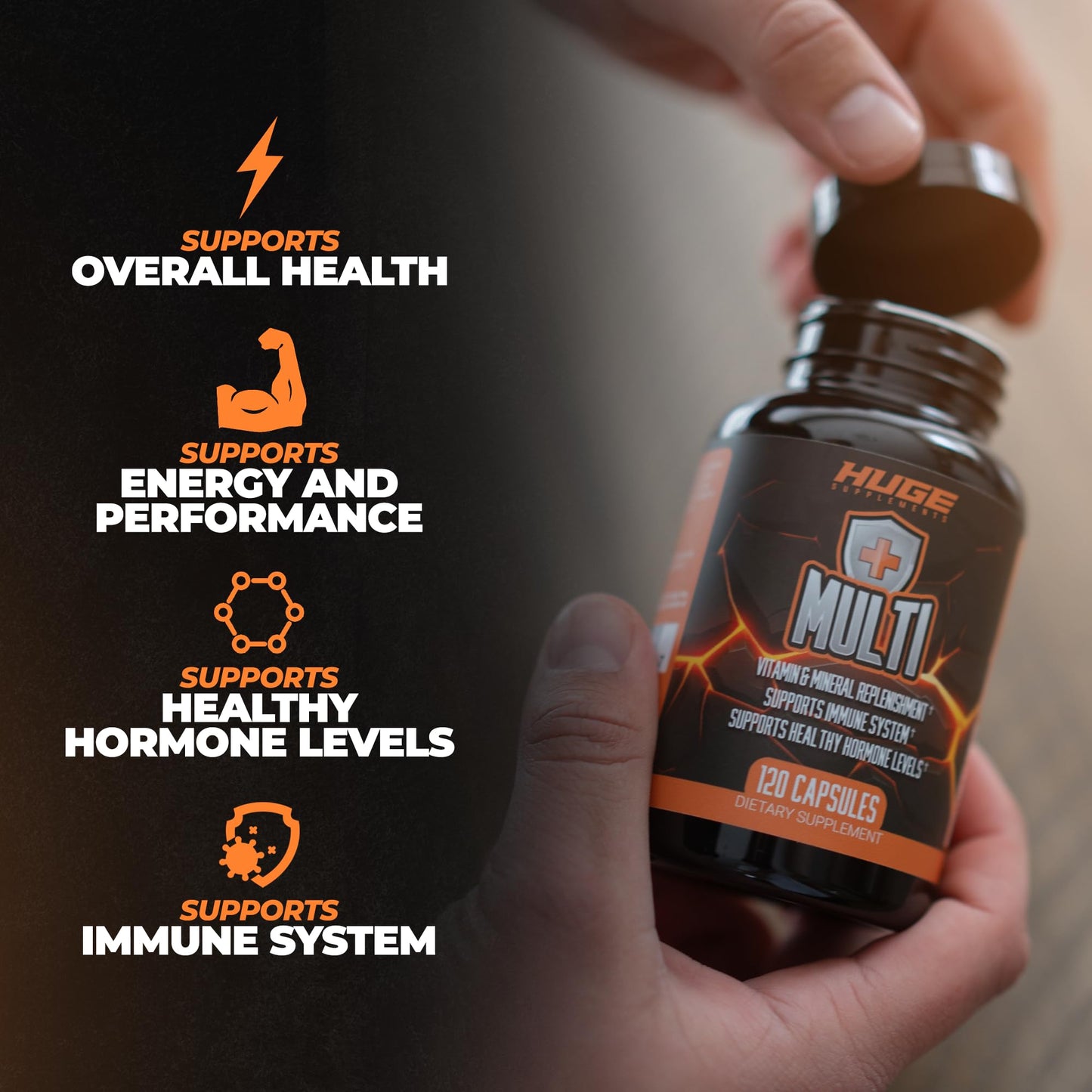 Huge Multi | Men's Multivitamin for Athletes & Bodybuilders – High-Performance All-In-One Formula (120 Capsules)