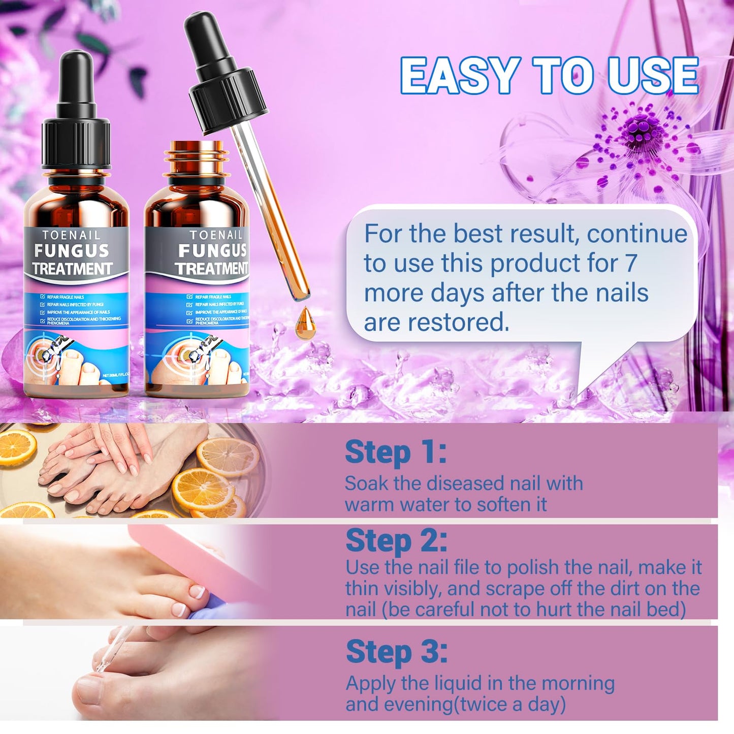 HULEIWA Toenail Fungus Treatment Extra Strength + Nail Repair Kit (2PCS)