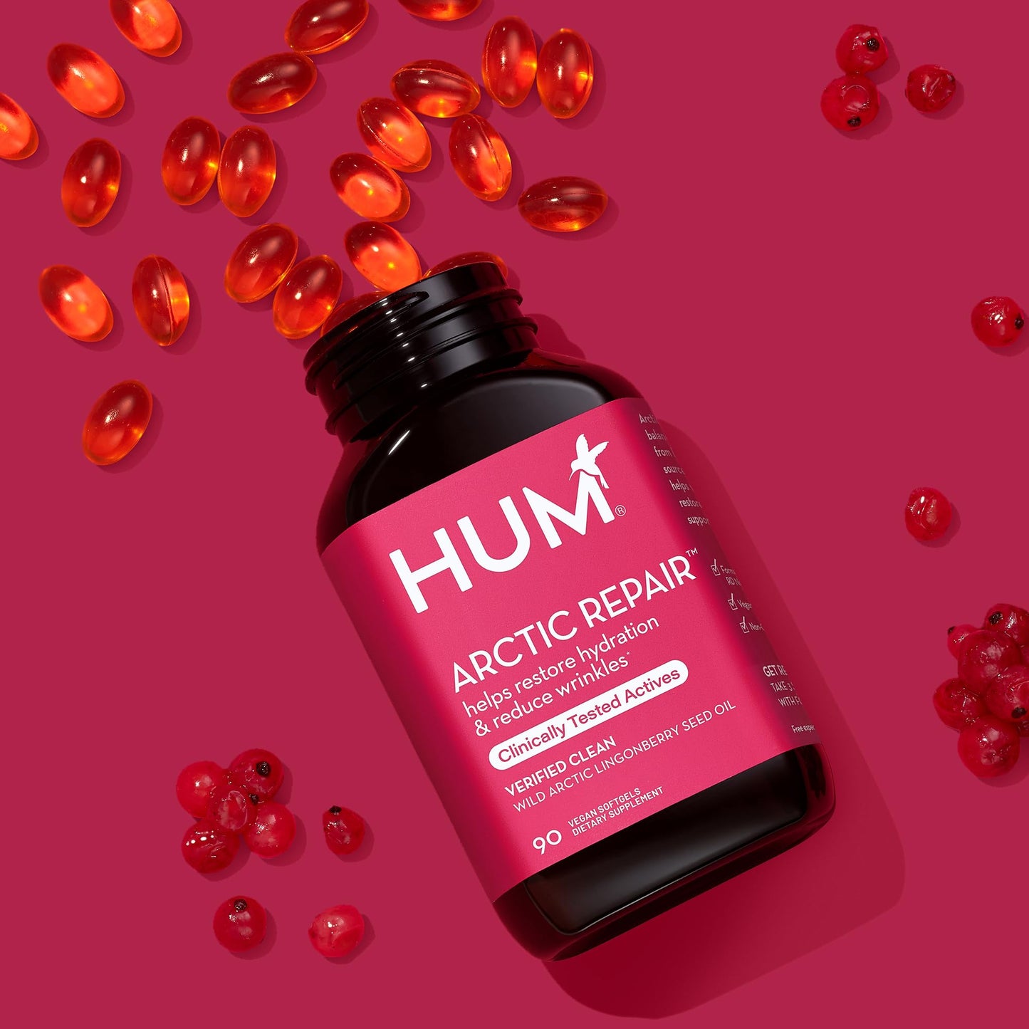 Arctic Repair Clear Skin Supplement by HUM - Omega 3-6-9 with Lingonberry Seed Oil, Vitamin A & E | 90 Vegan Softgels