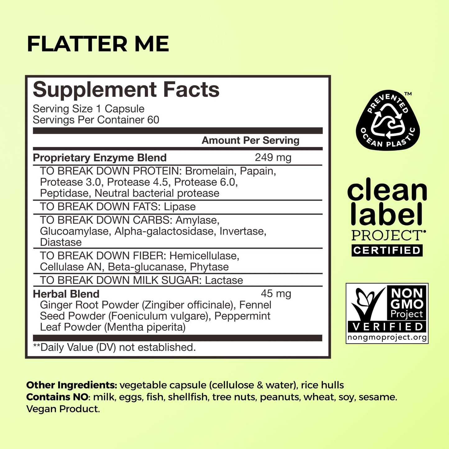 HUM Flatter Me Digestive Enzymes for Women & Men - Fast Debloat, Ginger & Peppermint, 60 Capsules
