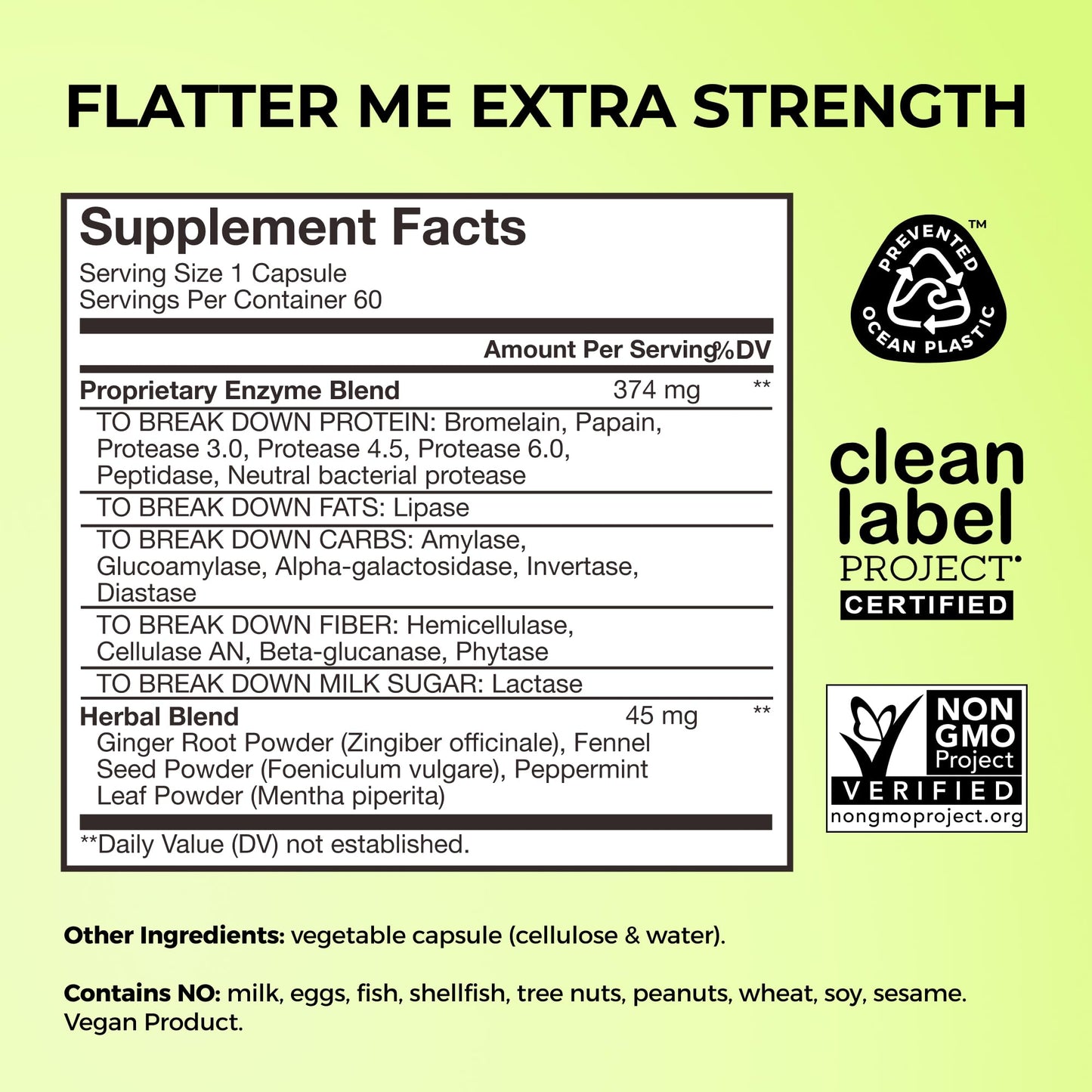 HUM Flatter Me Extra Strength Digestive Enzymes – Fast Acting Debloat, Ginger & Peppermint, 60 Capsules