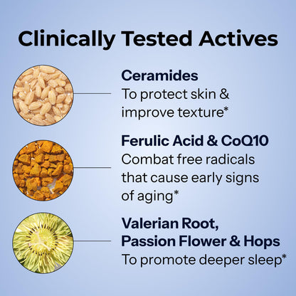 Hum Mighty Night: Nighttime Sleep Supplement for Skin | CoQ10, Valerian & Ferulic Acid | 60 Vegan Softgels
