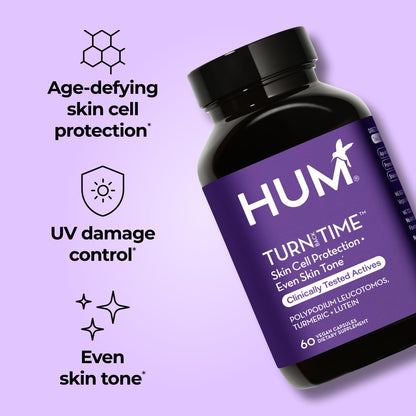 HUM Turn Back Time Turmeric Supplement for Youthful Skin | Green Tea Extract, Lutein & Polyphenols | 60 Vegan Capsules