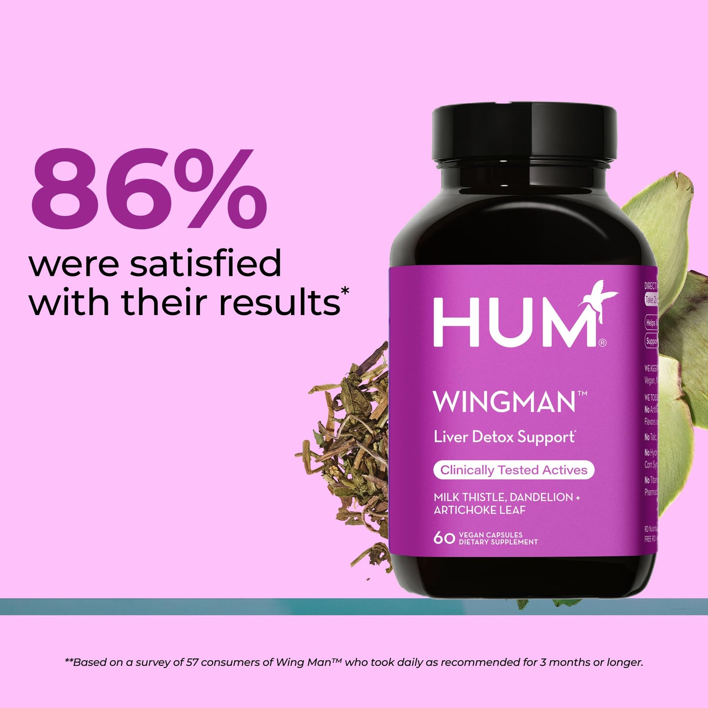 HUM Wing Man Liver Support Supplement – Milk Thistle, Dandelion Root & Artichoke Leaf Extract | 60 Capsules