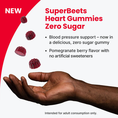 HumanN SuperBeets Heart Gummies – Sugar-Free Beet Gummy with Grape Seed & Beetroot Powder (Pomegranate Berry, 60 Count)