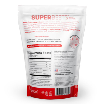 Humann SuperBeets Heart Chews – Nitric Oxide & Blood Pressure Support