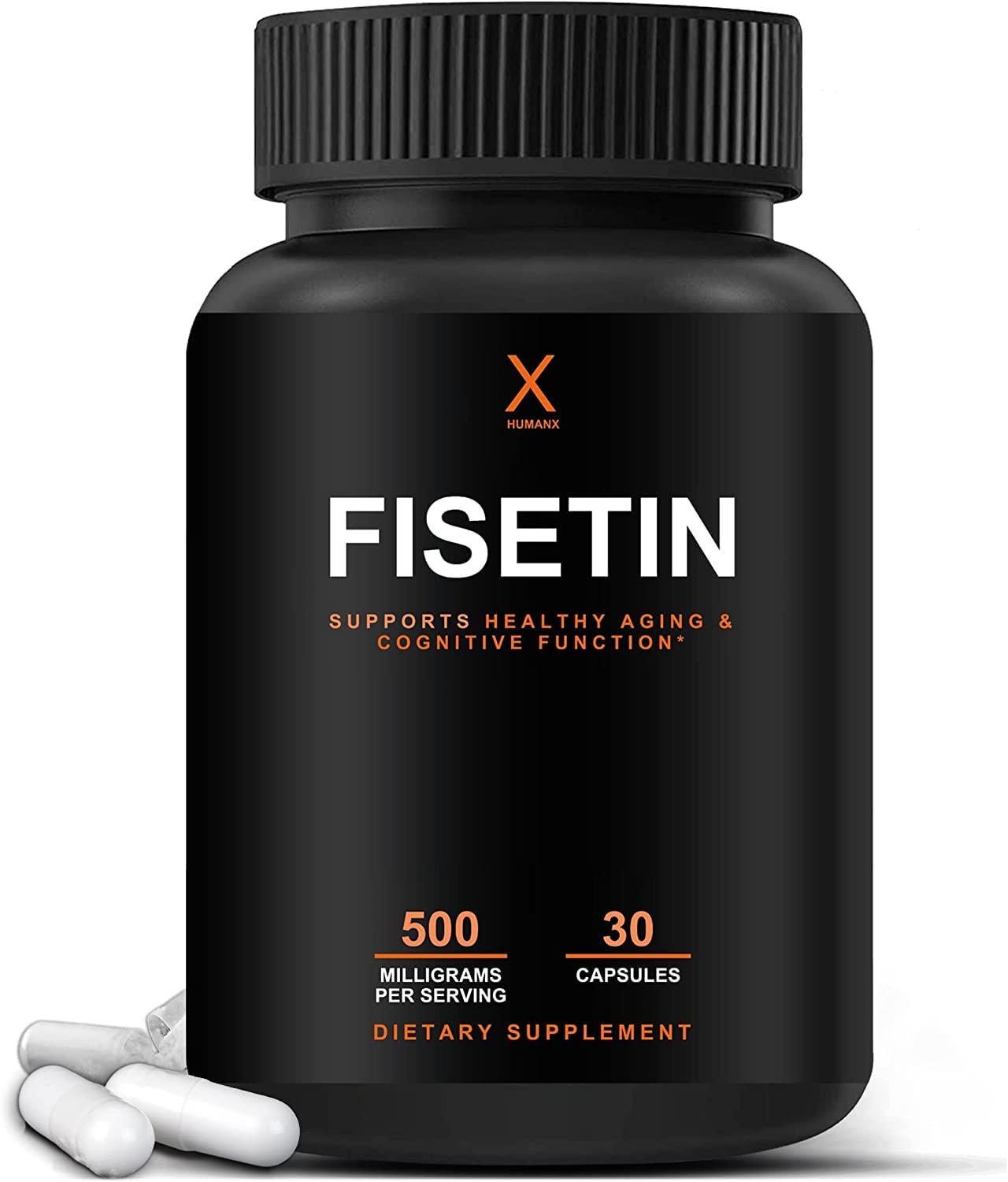 HUMANX Fisetin 500mg – 98% Pure Fisetin Supplement | Senolytic Activator | USA Made Non-GMO Capsules