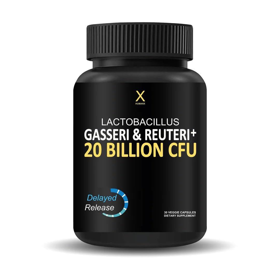 HUMANX Lactobacillus Gasseri & Reuteri+ 20B CFU Probiotic – Organic Prebiotics & Punicaligans – USA Made