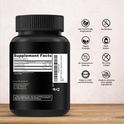 HUMANX Spermidine+ (USA Third Party Tested) – Spermidine-Rich Wheat Germ Extract + Zinc for Healthy Aging