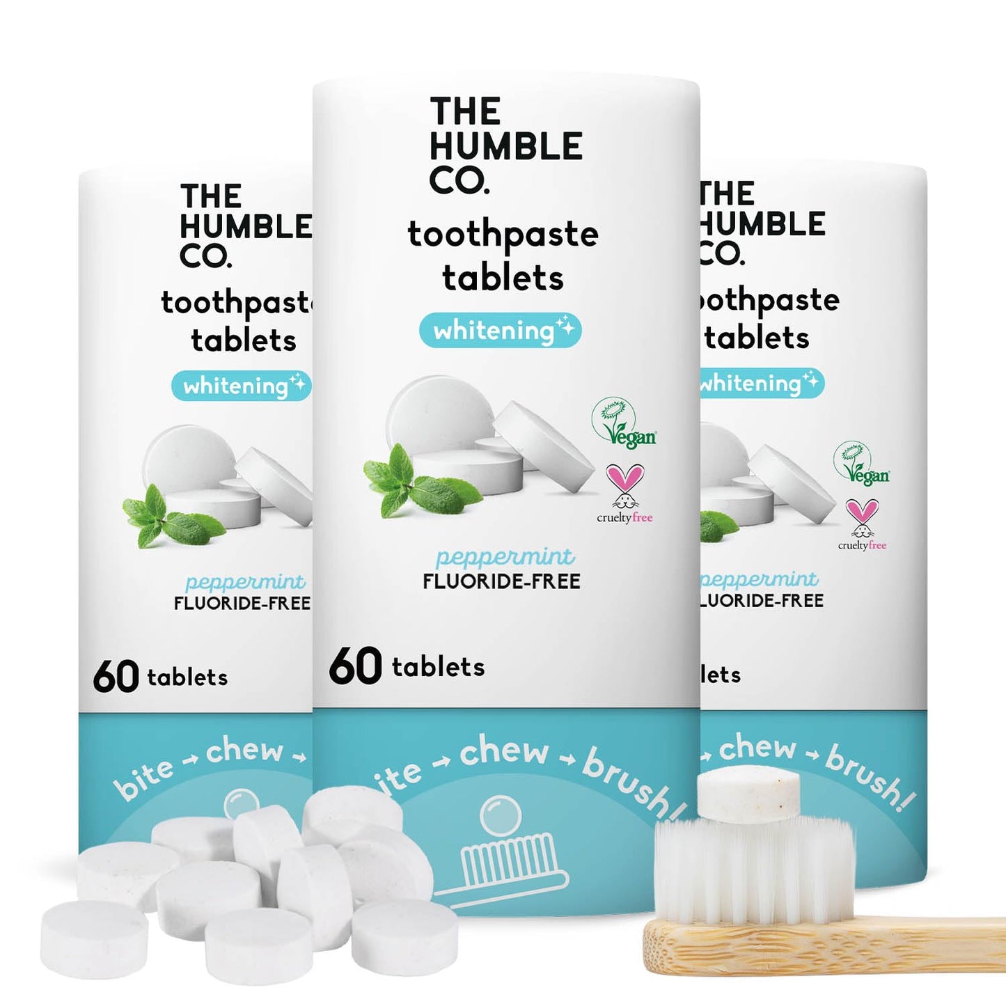 The Humble Co Teeth Whitening Chewable Tablets - Peppermint (180 Count)