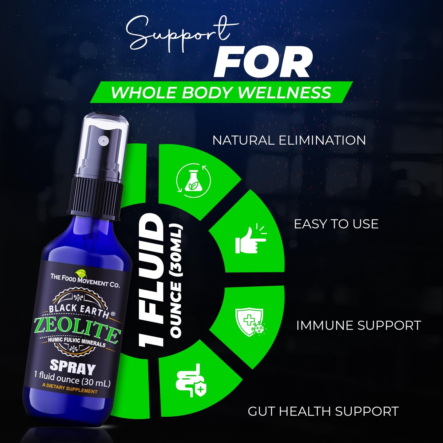 Black Earth Zeolite 1oz Pump Spray – Gut Health & Immune Support