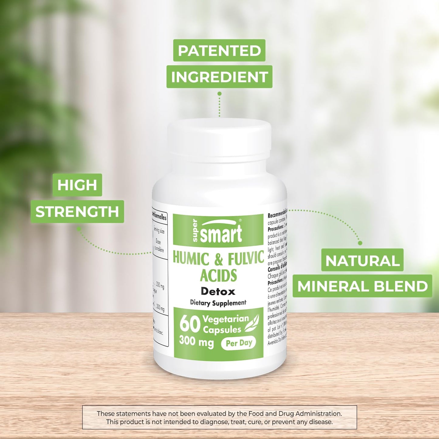 Supersmart Humic & Fulvic Acid Supplement 300mg Daily - 60 Veg Capsules