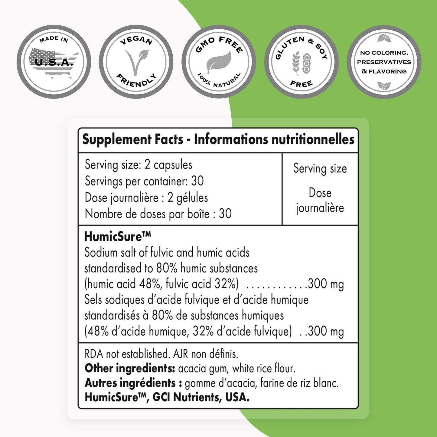 Supersmart Humic & Fulvic Acid Supplement 300mg Daily - 60 Veg Capsules