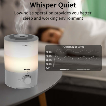 Humidifiers for Bedroom - 3.1L Top Fill Cool Mist, 360-degree Nozzle, 25W Ultrasonic