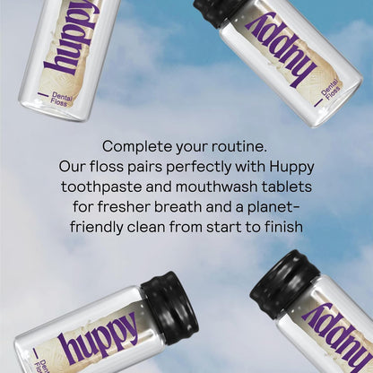 HUPPY Plastic-Free Vegan Dental Floss – 2 Pack Refill, Peppermint