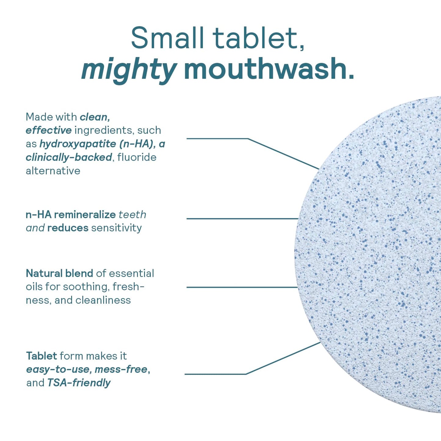 HUPPY Mouthwash Tablets with Nano Hydroxyapatite – Fresh Breath & Remineralization (124ct, Cool Mint)