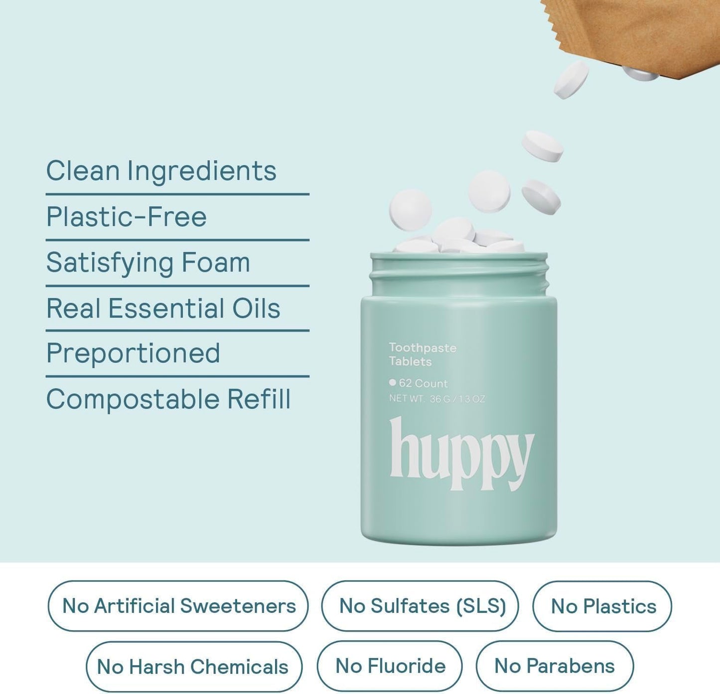 HUPPY Toothpaste Tablets – Nano HA, Strawberry, Fluoride-Free