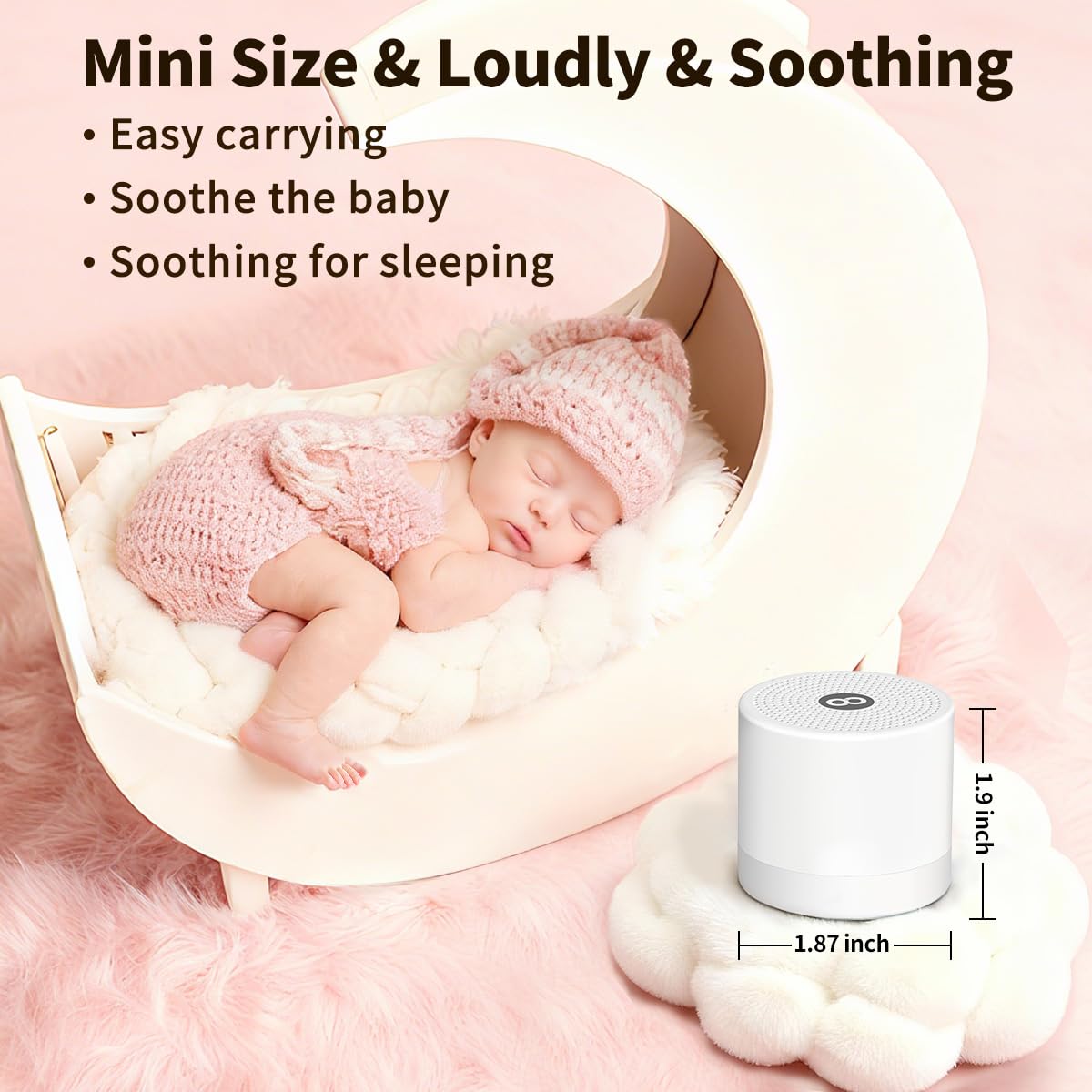Hushing Sound Machine Mini – 30 Soothing Sounds Portable White Noise for Sleep, Travel, Home & Office