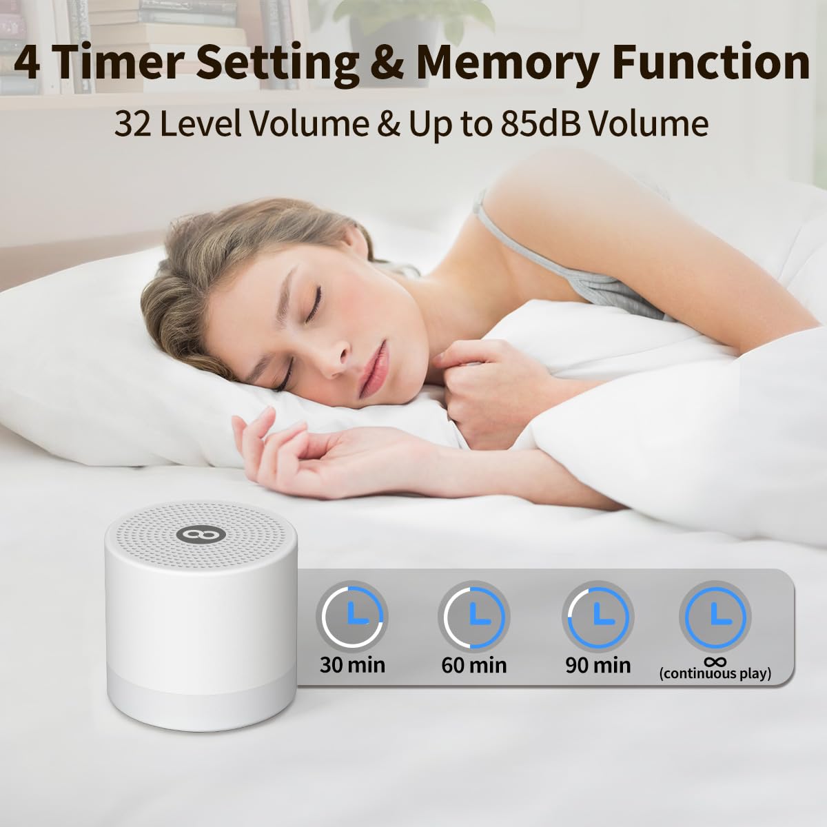 Hushing Sound Machine Mini – 30 Soothing Sounds Portable White Noise for Sleep, Travel, Home & Office