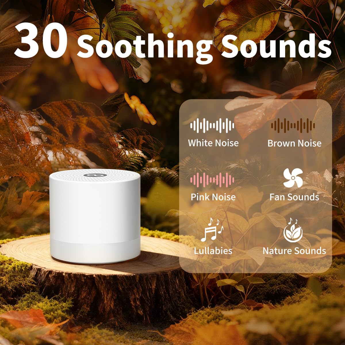 Hushing Sound Machine Mini – 30 Soothing Sounds Portable White Noise for Sleep, Travel, Home & Office
