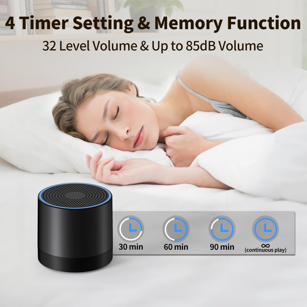 Hushing Portable Mini White Noise Machine – 30 Sounds, Rechargeable Travel Sleep Aid