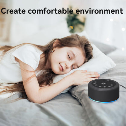 Hushing Sleep Sound Machine — 30 Non-Looping Sounds, 12 Night Lights, 36 Volume Levels, Memory & Timers