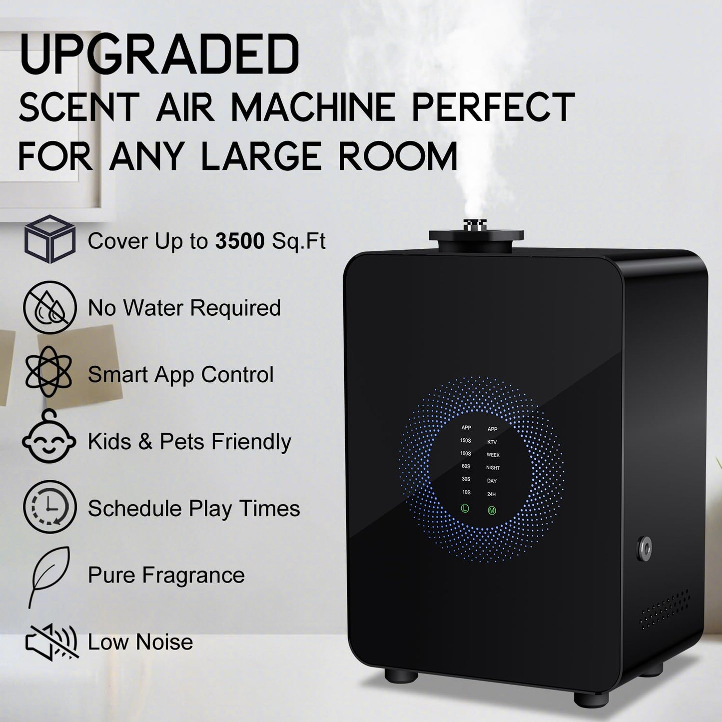 HVAC Scent Diffuser (Up To 3,500 Sq Ft) - Cold Air Diffusion, Black