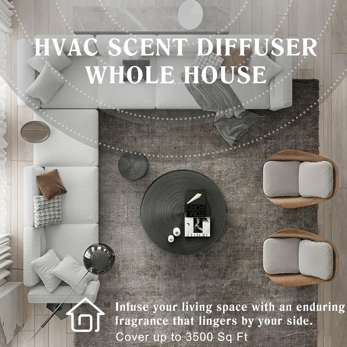 HVAC Scent Diffuser White – Covers 3,500 Sq Ft with Cold Air Diffusion