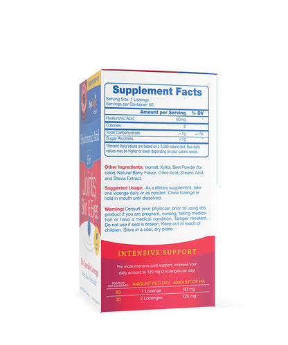Hyalogic Hyaluronic Acid Chewables 60 Count - Berry Flavor (120mg per 2 Tablets) - Sugar Free HA for Skincare & Eye Health