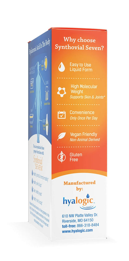 Hyalogic Synthovial Seven Hyaluronic Acid Liquid – Vegan Joint Support – 1 oz