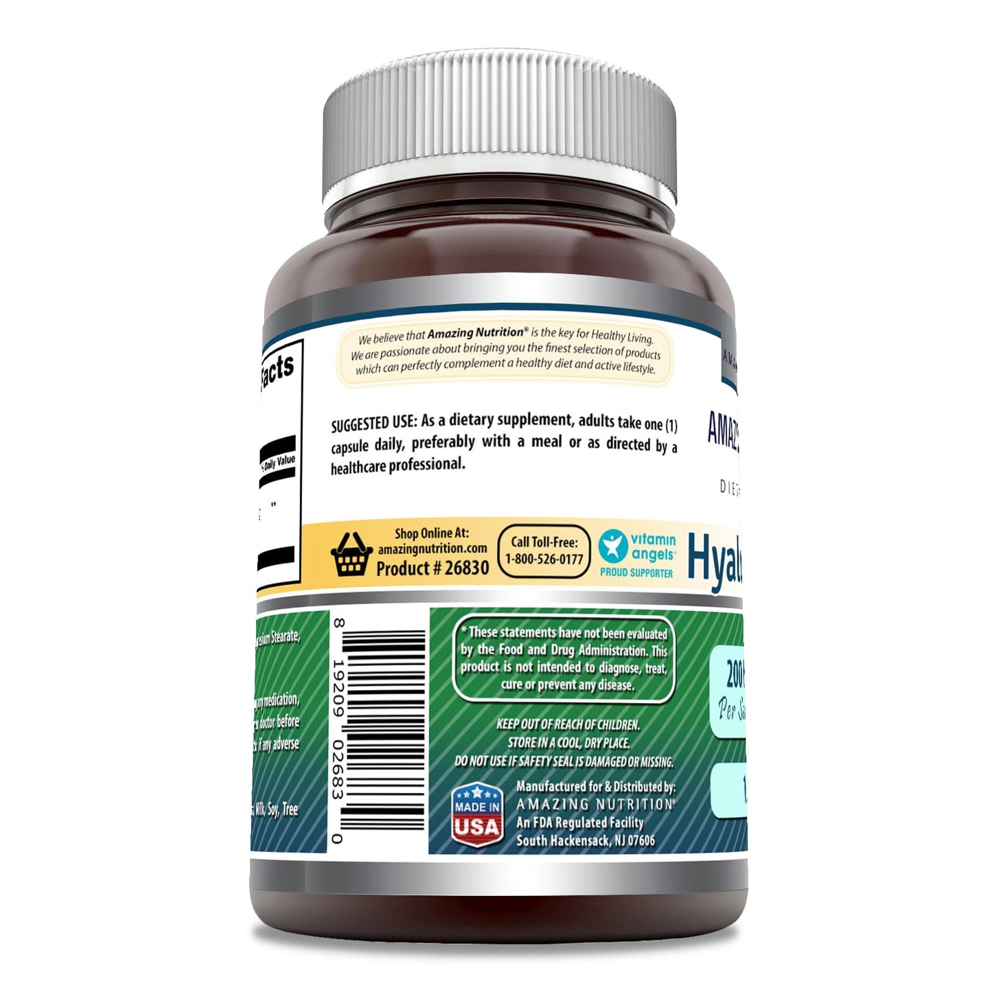 Amazing Formulas Hyaluronic Acid 200mg - 120 Capsules | Non-GMO, Gluten Free, Made in USA
