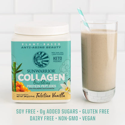 Vegan Collagen Protein Powder Plant-Based | Hyaluronic Acid & Biotin | Vanilla 20 Servings | Sunwarrior