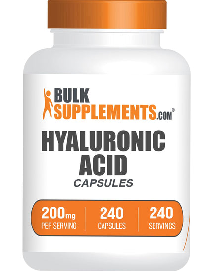 BulkSupplements Hyaluronic Acid Capsules 200mg – 240 Count, Gluten Free