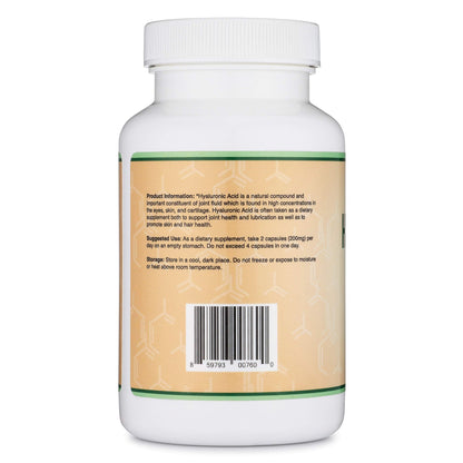 Hyaluronic Acid Supplements - 180 Capsules (200mg/Serving) | Gluten Free | Double Wood