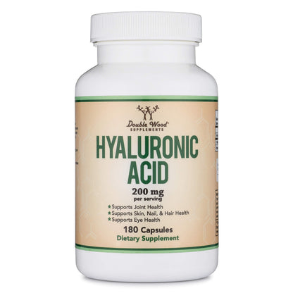 Hyaluronic Acid Supplements - 180 Capsules (200mg/Serving) | Gluten Free | Double Wood
